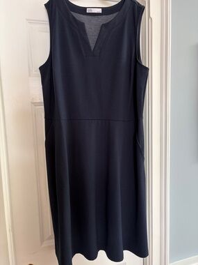 Croft & Barrow Navy Sleeveless V-Notch Midi Dress